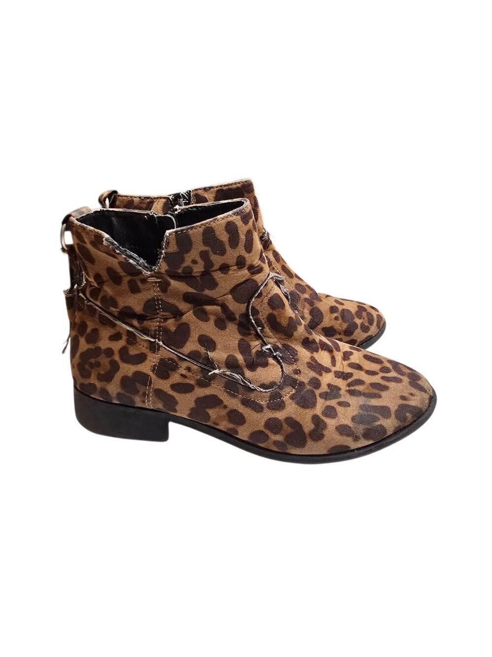 Wonder Nation Animal Print Side Zip Ankle Booties Girls 3